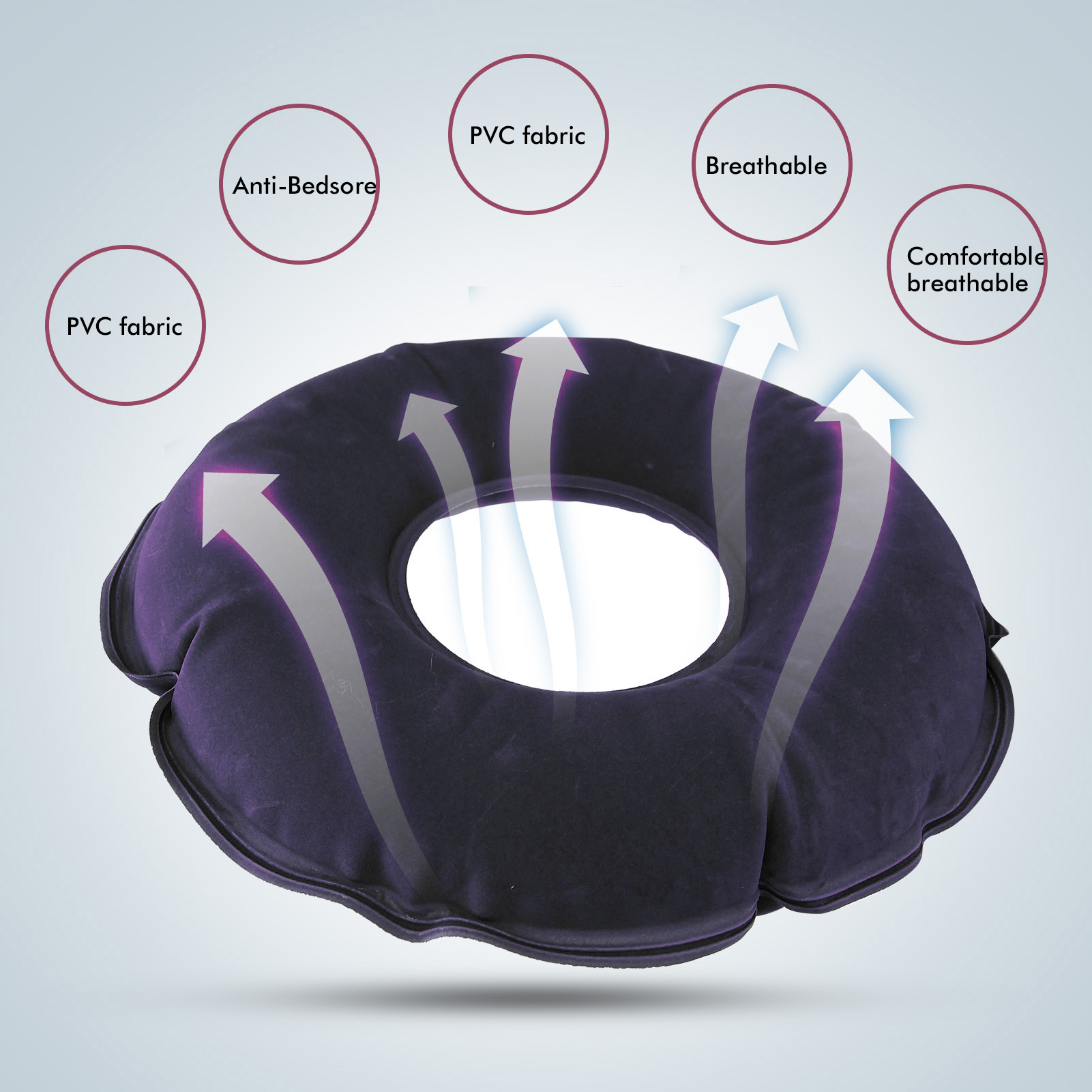 Ldyso Inflatable Anti-Decubitus Cushion Air Cushion Round With Inflatable Tube Elderly