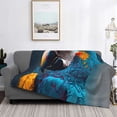 thumbnail image 2 of Rateoe Modern Style Blue Parrot Pattern Flannel Throw Blanket, Ultra-soft Blanket for Bed, Couch, Car, Hypoallergenic Anti-pilling blanket-50"x40"(Horizontal), 2 of 6