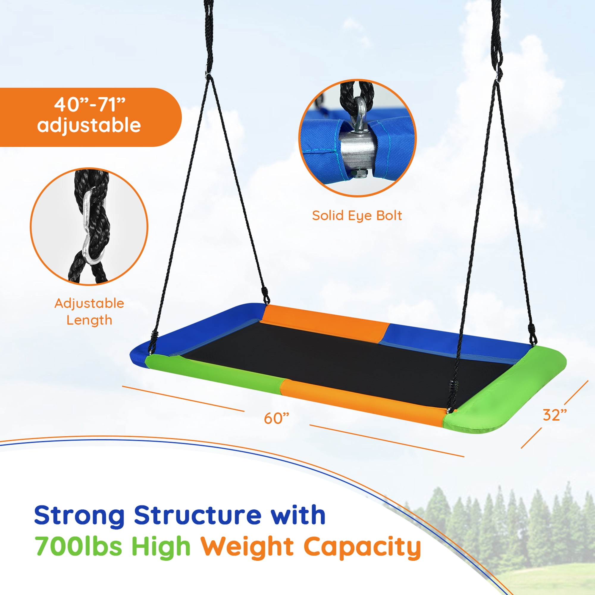 Gymax 60'' Giant Tree Swing Set for Kids & Adults, 700 lbs