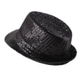 thumbnail image 2 of Txlixc Sombreros de jazz para hombres y mujeres, sombreros de fiesta decorados con lentejuelas Txlixc moda, 2 of 7