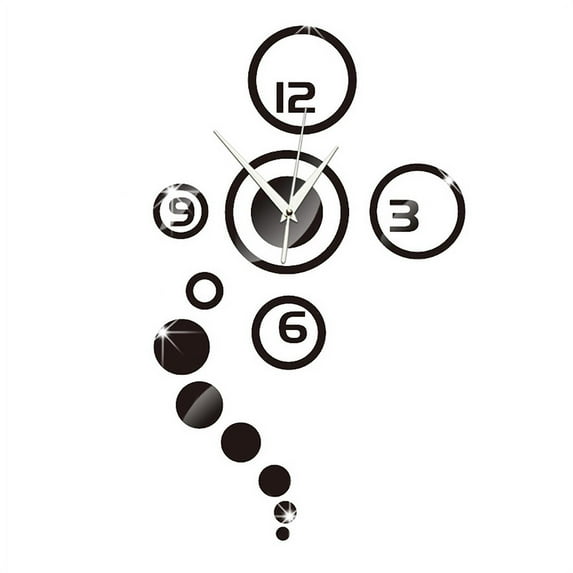 DIY 3D Wall Clock, Modern Mirror Wall Clock Decor Sticker DIY Clock for Home Living Room Bedroom Office Wall Decorations