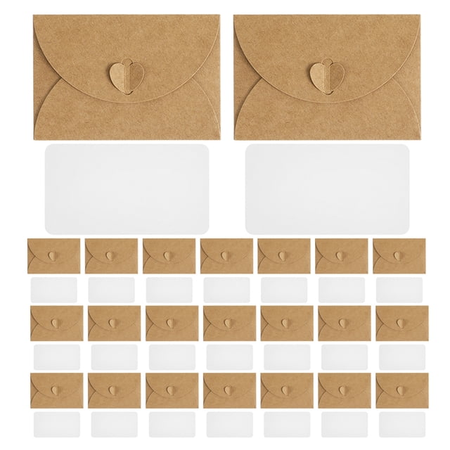 HEATSHAKING 50Sets Small Kraft Envelopes with Heart Clasp Perfect for Thank You Cards and Invitations