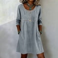 thumbnail image 6 of Zpzdpjkx Womens Cotton Linen Tunic Dress, Crew Neck 3/4 Sleeve Casual Summer Dress with Pockets, 6 of 6
