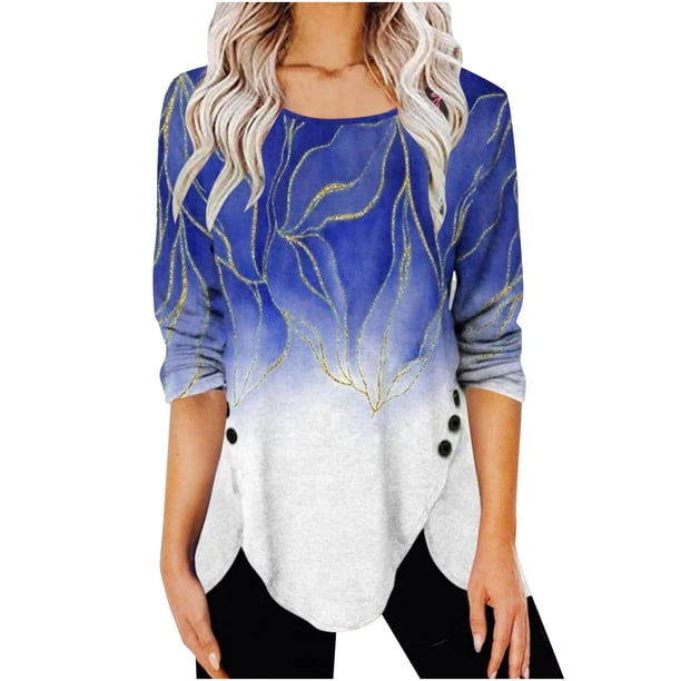 Tops Para Mujer Blusa Casual Elegante Camisas de Manga Larga Otoño Impreso A La Moda Cómoda Camiseta Suelta S Odeerbi ODB170184