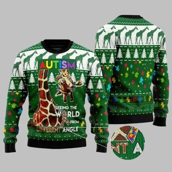 Autism Seeing The World From A Different Angle 3D Christmas Sweater