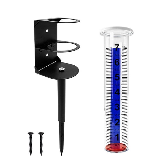 Rain Gauge Outdoor, Accurate Rain Gauges with Metal Rack Holder, Water Rain Meter with Large Font Tube for Yard