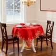 thumbnail image 5 of Eespoir Red Christmas Candle Tablecloth, Round Table Cover for Holiday Dining, Avoid Fouling Protection, Festive Table Setting, Party Decor, Seasonal Celebration(A), 5 of 6