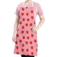 thumbnail image 5 of Red Strawberry Plants Fruit Pink Pattern Apron-Garden Aprons for Women with Pockets-Cotton Linen Waterproof Kitchen Cooking Gardening Aprons Adjustable for Kitchen,Cooking,BBQ and Salon 33x27 Inch, 5 of 7
