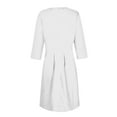 thumbnail image 5 of LISTHA Vintage Midi Dresses for Women Modest 3/4 Sleeve Crew Neck Wrap Dress A Line Pleated Wedding Guest Dress with Pockets White 2XL, 5 of 6