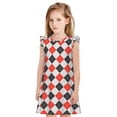 thumbnail image 1 of Fotbe Red and black argyle Vestido de Dormir para Niñas de 3 a 10 Años, Mangas Cortas, Estilo Princesa, Pijama Camisón con Mangas Voladas-X-Large, 1 of 6