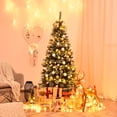 thumbnail image 1 of Gymax Arbre de Noël Artificiel de 6 Pieds Arbre à Charnières Floqué de Neige W / Baies Rouges, 1 of 10