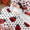 thumbnail image 4 of Manfei Kawaii Ladybug 7-Piece Bedding Comforter Set,Polka Dots King Bedding Sets,Bling Glitter Ultra Soft Bed Sheets,Super Cozy Animal Room Decor,Reversible, 4 of 7