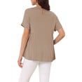thumbnail image 3 of INSPIRE CHIC Women's Mother's Day Maternity Babydoll Top Short Sleeves Pleated Waist Pregnancy Tee Shirt Oversized Peplum Casual Loose Blouse XL Khaki, 3 of 6