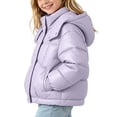 thumbnail image 4 of Atogsazn Childrens Girls Puffer Jacket Kids Casual Full Zip Long Sleeve Coat Thick Warm Winter Outerwear Clothes Purple 7-8 Years Fashion, 4 of 5