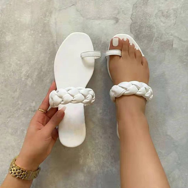 LSLJS Sandales Plates à Manches Tricotées pour Femmes, Loisirs, Plage, Vacances