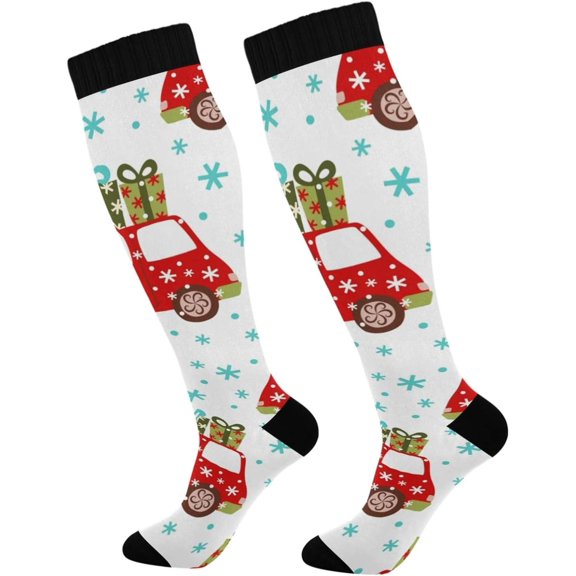 GZHJMY Christmas Compression Socks, Women Men Long Stocking (20-30mmHg), Travel Knee High Stockings for Athletic Sports,Running,Cycling,Nursing