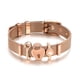 thumbnail image 1 of Brazalete con dijes elegantes y deslizantes con hebilla ajustable de color rosa para mujer con malla de acero inoxidable, 1 of 6