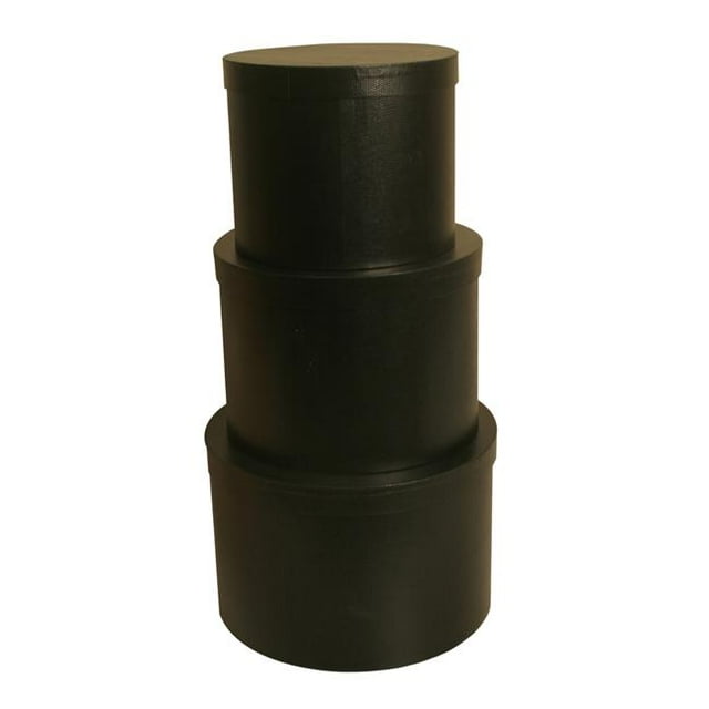 Wald Imports SP0059 Stacking Boxes with Lids, Black - Set of 3