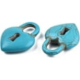 thumbnail image 2 of 10 colgantes de candado en forma de corazón color turquesa, collar con colgante teñido, dijes de piedra natural color turquesa oscuro, 2 of 3