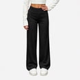 thumbnail image 3 of DJDLJWCJ Girls Wide Leg Pants Elastic Waist Stretch Soft Lounge Pants Solid Color Lightweight Pull-On Trousers Black Size 9, 3 of 10