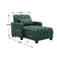 thumbnail image 7 of Living Room Modern Accent Lounge Chaise Chair Leisure Barry Sofa Polyester Fabric Button Tufted Recliner Chair Sleeper Bed with Adjustable Backrest, Side Pocket and Cup Holders, for Bedroom, Green, 7 of 7