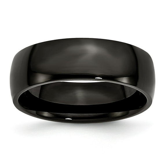 Stainless Steel 7mm Black IP-plated Plain Classic Wedding Band Ring Size 11.5