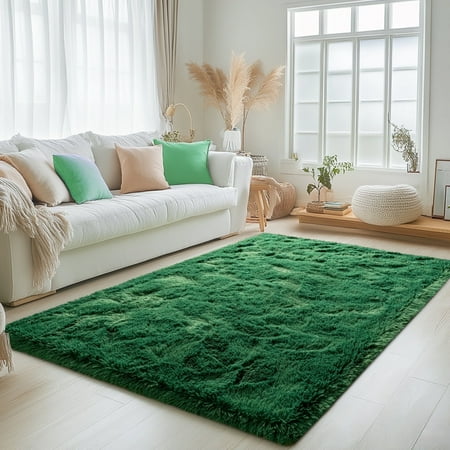 ZENELESS 4'x6' Soft Rug Indoor Modern Fluffy Area Rugs for Living Room Bedroom Carpet Home Decor,Green