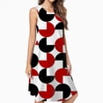 thumbnail image 2 of Geometric Retro Style Black Red White Spring Summer Dresses For Women Fashion Dress Casual Sleeveless Loose Sundress With Pockets, 2 of 4