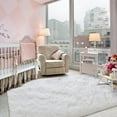 thumbnail image 5 of Dwelke Fluffy Shag Soft Polyester Cream White Area Rug, 3' x 5', 5 of 7