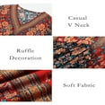thumbnail image 5 of AMERTEER Robe Boho Imprimée pour Femmes Style Vintage Floral Ethnique Robe de Plage Manches Longues Décontractée Rouge Bleu Jaune m, 5 of 5