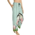 thumbnail image 2 of Uemuo White Bunny Bottom And Easter Eggs Pattern Women's Wide Leg Palazzo Lounge Pants with Pockets Light Weight Loose Comfy Casual Pajama Pants-Large, 2 of 9
