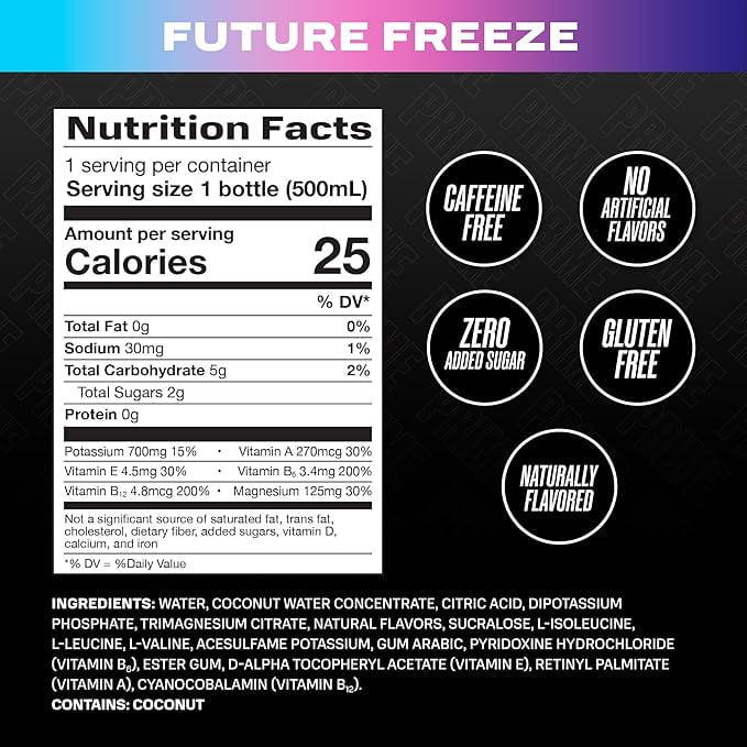 Prime Hydration Sports Drink Berry Freeze,Future Freeze & Cherry Freeze VARIETY PACK, Electrolyte Enhanced,250mg BCAAs,Antioxidants,Low Sugar, 16.9 FL OZ (6 PACK)