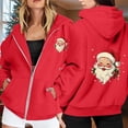 thumbnail image 2 of WILLBEST Sudadera de Mujer Ladies' Christmas Printed Zipper Long Sleeved Pocket Drawstring Casual Hooded Sweatshirt 1714 Grande, 2 of 8