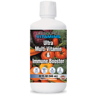 LifeSource Vitamins Ultra 162 Liquid Multivitamin & Immune Booster for Men & Women, Plant-Based, 32 fl oz.
