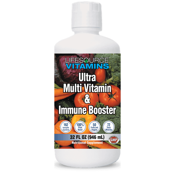 LifeSource Vitamins Ultra 162 Liquid Multivitamin & Immune Booster for Men & Women, Plant-Based, 32 fl oz.