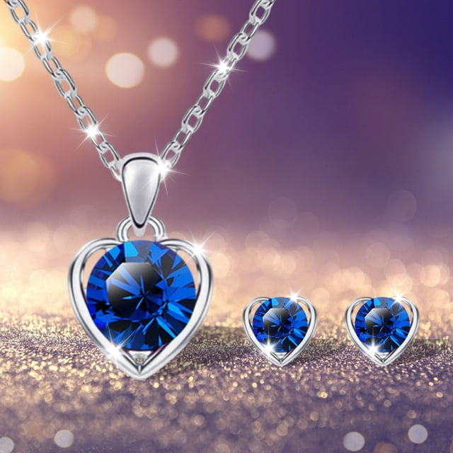 Collares para mujer, colgantes, joyería de moda, regalo de San Valentín, cadena de corazón con diamantes de imitación, pendientes, conjunto de joyería de fiesta, collar de cuentas, conjunto para ella.