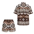 thumbnail image 5 of FKEKYI Women's 2 Piece Set Short Sleeve Shirt & Shorts with Elastic Waist American Tribal Geometric Print Summer Beachwear Soft Vacation Outfits Open Front Top Lounge Set, L, 5 of 7