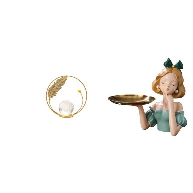 Figura Decorativa De Bola De Cristal De Metal, Soporte Para Chimenea, Dormitorio, Sala De Estar, Oficina, Estatua De Princesa De Resina, Llavero, Bandeja De Escritorio, Arte Moderno, Elegante,
