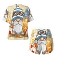 thumbnail image 5 of Picia Hello Summer Cute Gnome Pajamas Sets for Women Soft Short-Sleeved Pjs with Lounge Shorts Two Piece Sleepwear-Large, 5 of 9