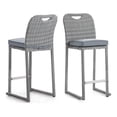 thumbnail image 2 of Furniture of America Hiburan Aluminum and Faux Wicker Patio Bar Chairs, Set of 6, Gray, 2 of 7
