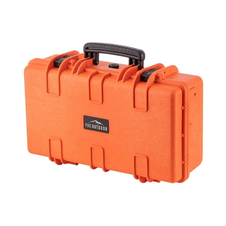 Monoprice Weatherproof Hard Case - 22in x 14in x 8in, Orange With Customizable Foam, Shockproof, IP67