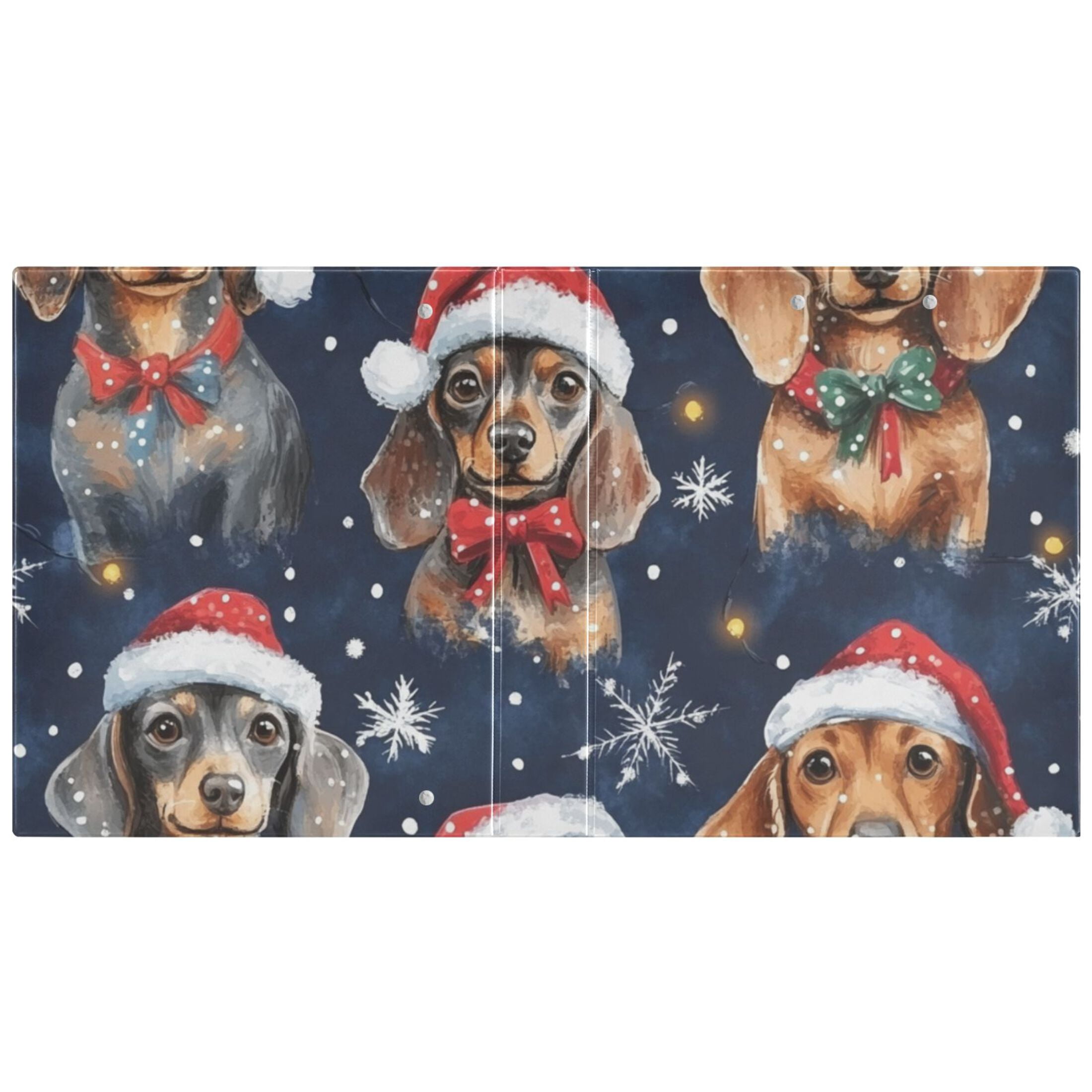 Christmas Dogs and Snowflakes 3 Ring Binders 1.5 inch Hardcover File Folders with Interior Pockets A4 Size Organizer for School Office Hospital