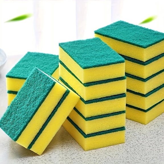 50Pcs Heavy Duty Kitchen Scrub Sponge, Kitchen Dish Cleaning Sponge, Effortless Cleaning Eco Scrub Pads for Dishes,Pots,Pans All at once