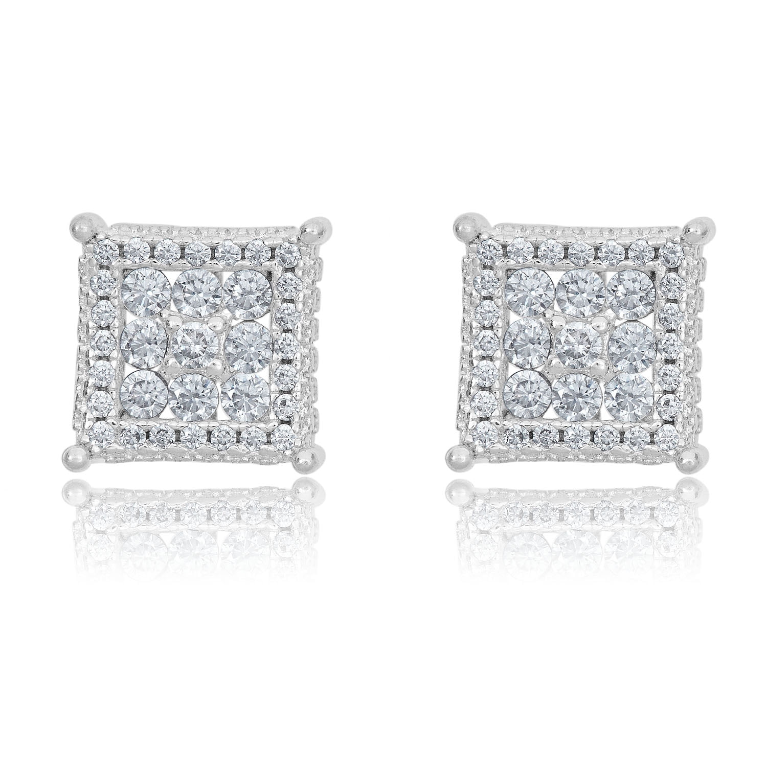 Sterling Silver Mens Round Yellow Diamond 3D Cube Stud Earrings 0.18 Cttw Sterling Silver Mens Round Yellow Diamond 3D Cube Stud Earrings 0.18 Cttw