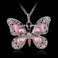 thumbnail image 2 of Nmdmisc Beautiful Alloy Rhinestone Butterfly Long Necklaces Sweater Necklace Fashion Enamel Butterfly Necklace for Women(Pink), 2 of 4