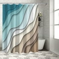 thumbnail image 4 of Fabric Teal Blue Shower Curtains Modern Geometric Bath Curtain Brown Abstract Waterproof Bathroom Curtain Decorative Bathtub Accessories 72x84inch, 4 of 6