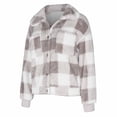 thumbnail image 6 of jsaierl Women's Fuzzy Fleece Jacket Casual Plaid Button Down Teddy Jacket Coat Outerwear, 6 of 9