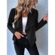 thumbnail image 4 of Chaquetas de Ante Sintético para Mujer, Ropa de Moda de Otoño, Larga, Frente Abierto, Abrigo Corto, Prenda Exterior Negro XL, 4 of 9