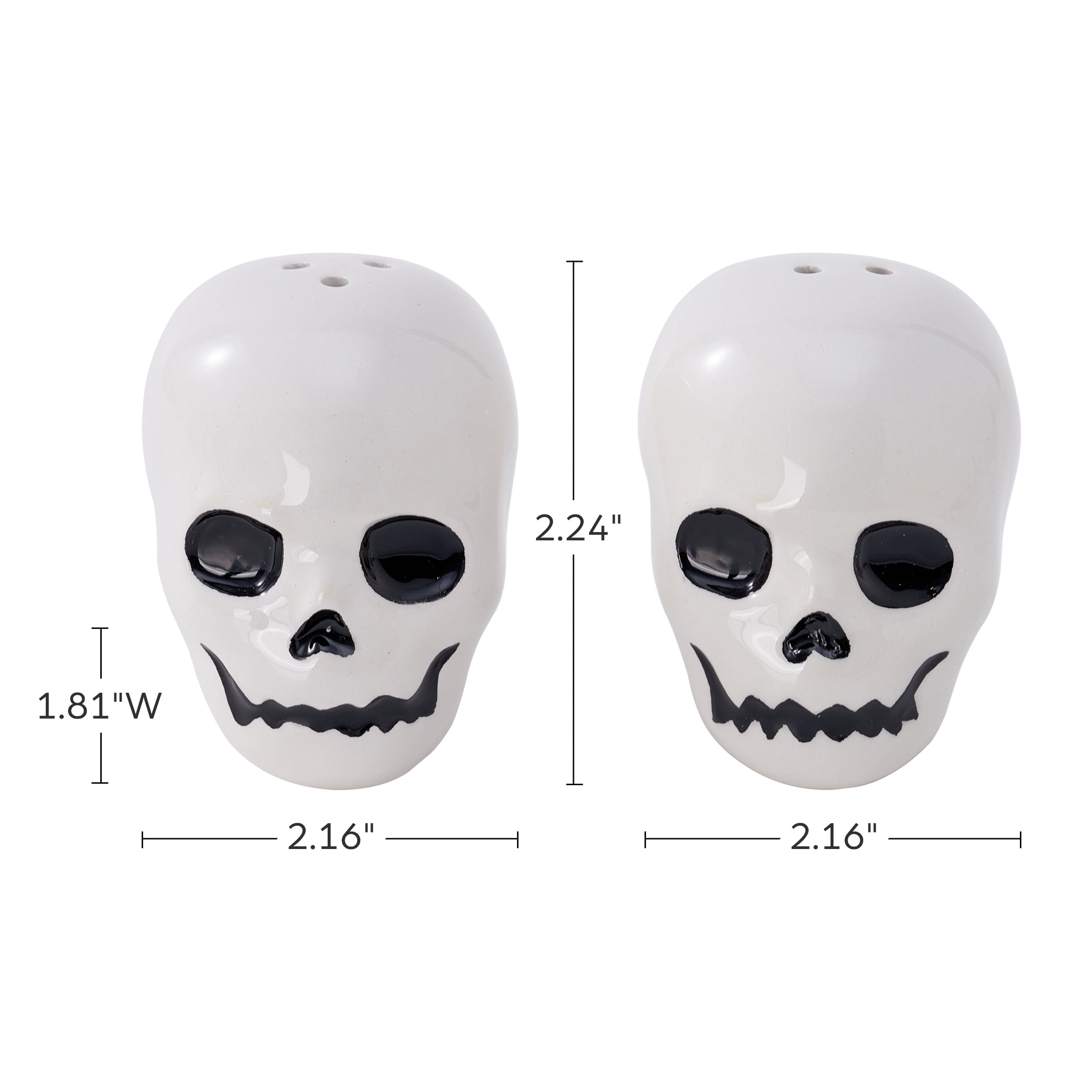 Way To Celebrate Skeleton Ceramic Salt Pepper Shakers, Set of 2