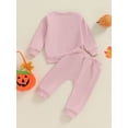 thumbnail image 5 of Michellecmm Little Girls Halloween Pants Sets Long Sleeve Ghost Checkerboard Print Tops Solid Color Pants Sets, 5 of 9